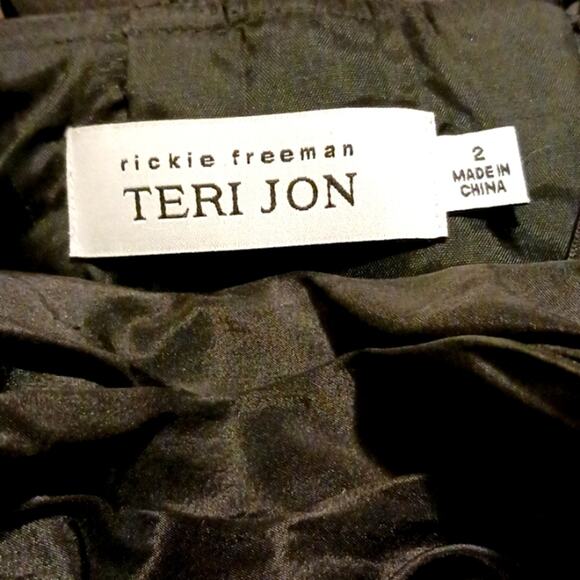 Rickie Freeman for Teri Jon Formal Mini Dress Sz 2 BLACK SILK Strapless Wedding - Picture 14 of 15